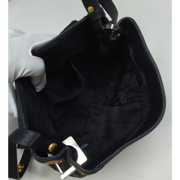 Marc by Marc Jacobs Black Pebbled Leather Pushlock Flap Closure Crossbody Bag - Picture 9 of 16